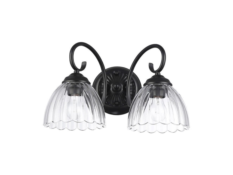 Golden 6952-BA2 BLK-CLR Two Light Vanity, Matte Black