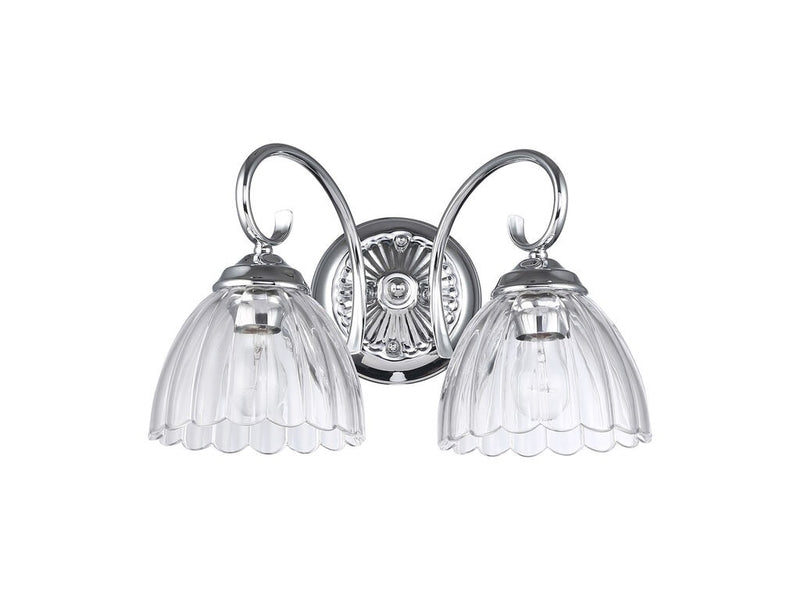 Golden 6952-BA2 CH-CLR Two Light Vanity, Chrome