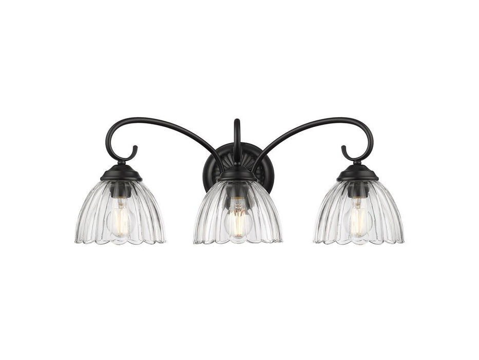 Golden 6952-BA3 BLK-CLR Three Light Vanity, Matte Black