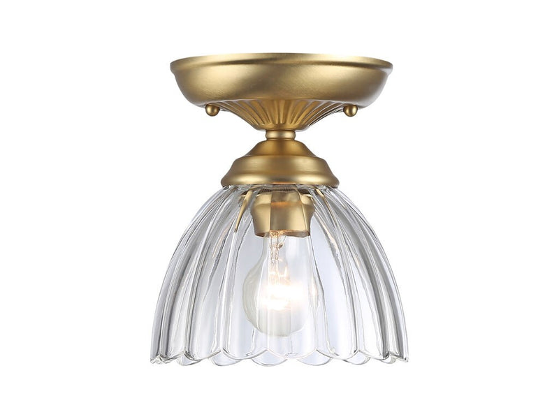 Golden 6952-SF7 BCB-CLR One Light Semi-Flush Mount, Brushed Champagne Bronze