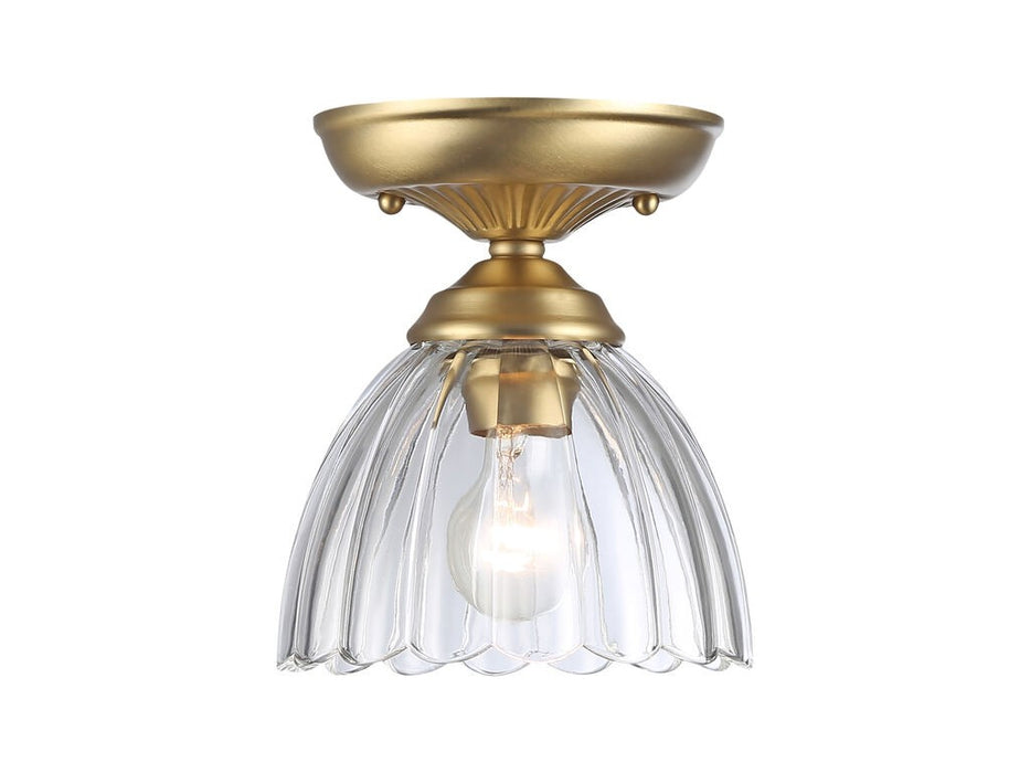 Golden 6952-SF7 BCB-CLR One Light Semi-Flush Mount, Brushed Champagne Bronze
