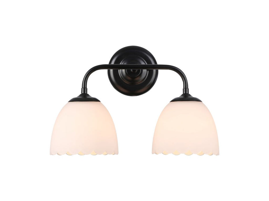 Golden 6954-BA2 BLK-OP Two Light Vanity, Matte Black