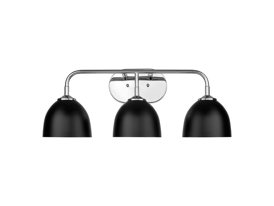 Golden 6956-BA3 CH-BLK Three Light Vanity, Chrome