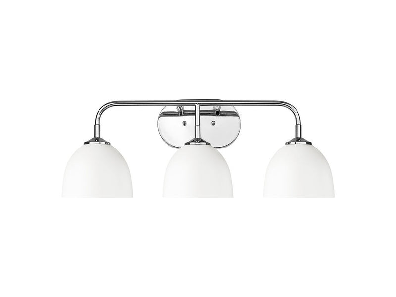 Golden 6956-BA3 CH-WHT Three Light Vanity, Chrome