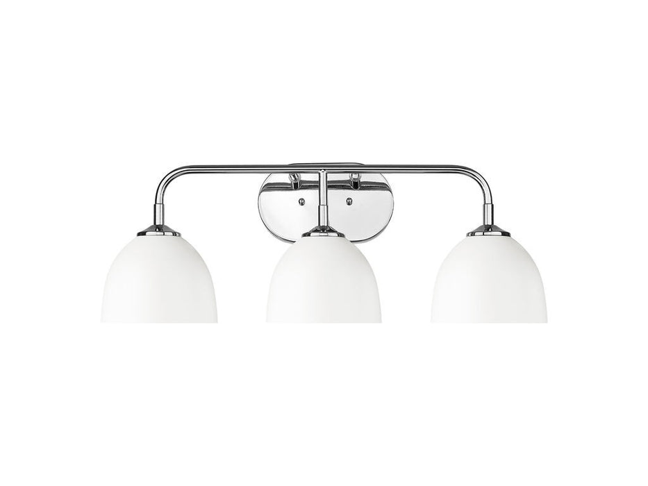 Golden 6956-BA3 CH-WHT Three Light Vanity, Chrome