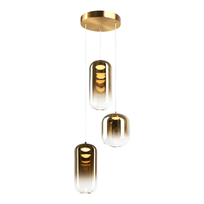 Matteo Lighting C37403AGAG Three Light Pendant, Aged Gold Brass
