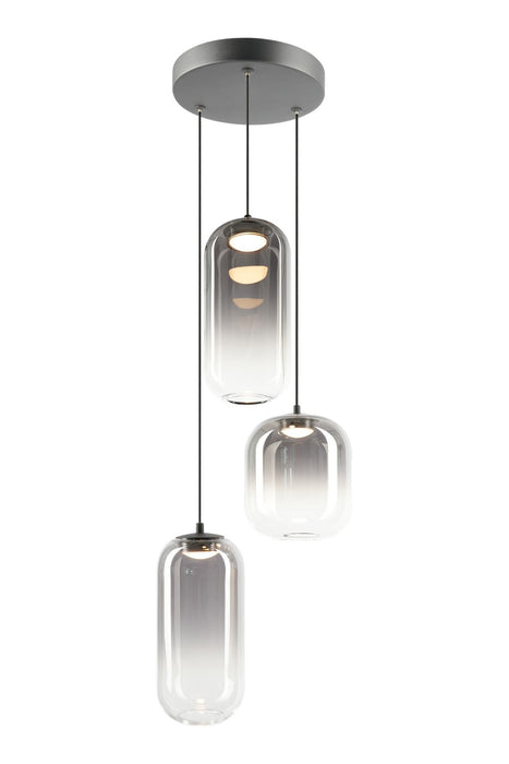 Matteo Lighting C37403MBSM Three Light Pendant, Matte Black