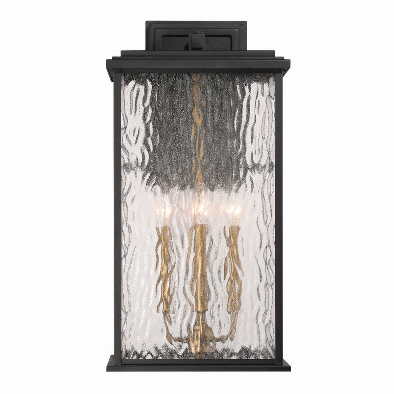 Artcraft AC9274BK Four Light Outdoor Wall Sconce, Black, Brass
