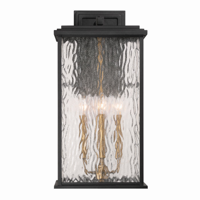 Artcraft AC9274BK Four Light Outdoor Wall Sconce, Black, Brass