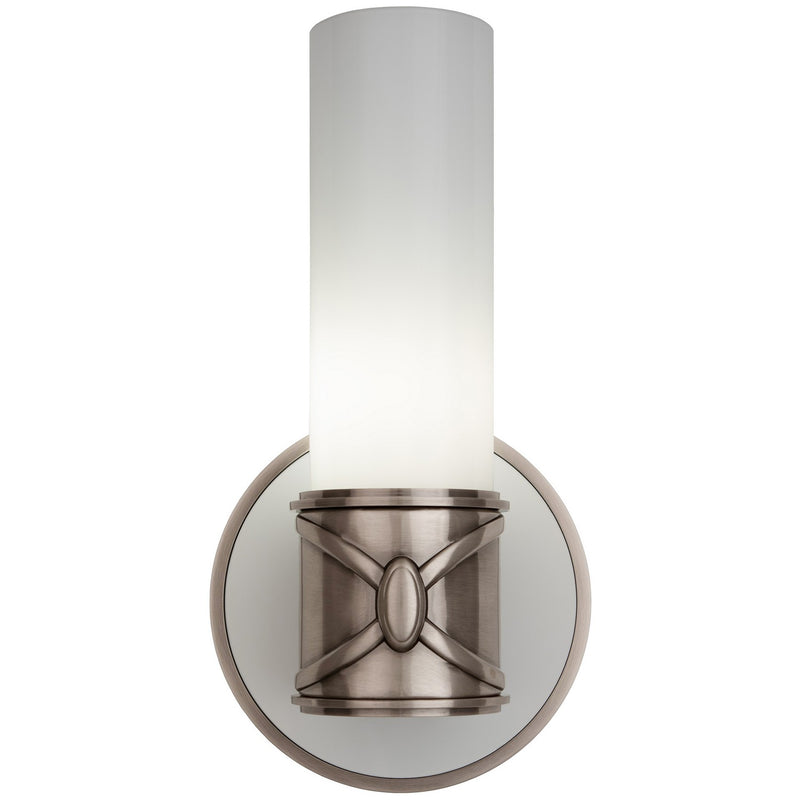 Robert Abbey D1978 One Light Wall Sconce, Dark Antique Nickel w/Polished Cased White Glass