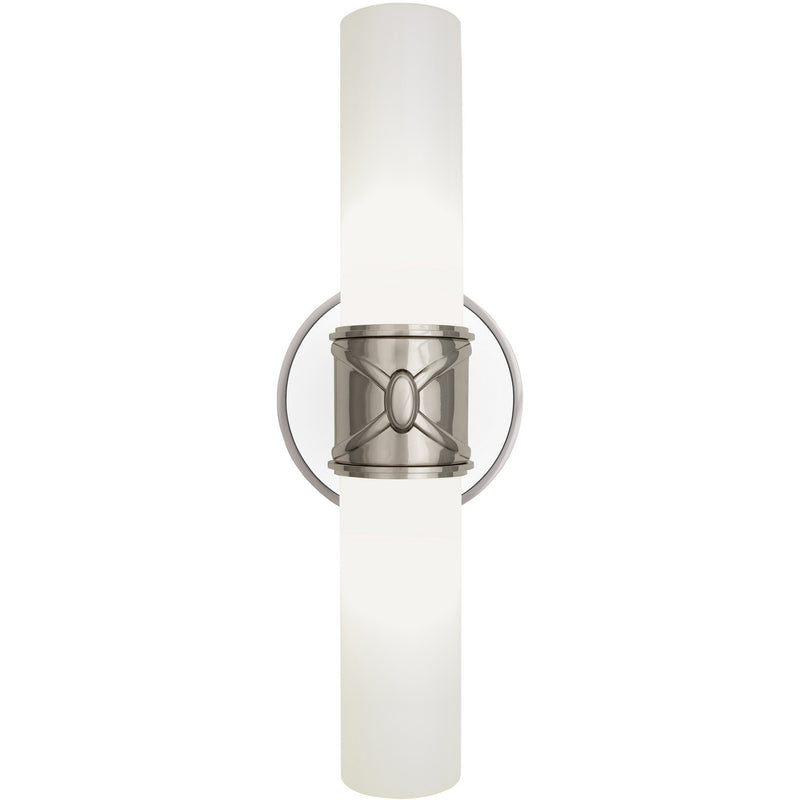 Robert Abbey D1979 Two Light Wall Sconce, Dark Antique Nickel w/Polished Cased White Glass