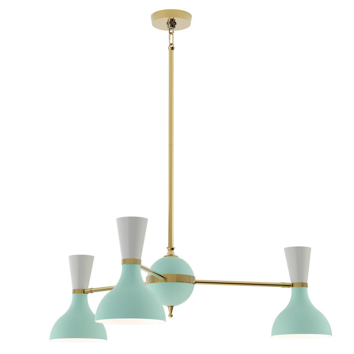 Robert Abbey MN03LY Three Light Chandelier, Modern Brass Chandelier w/Mint/Lily Painted