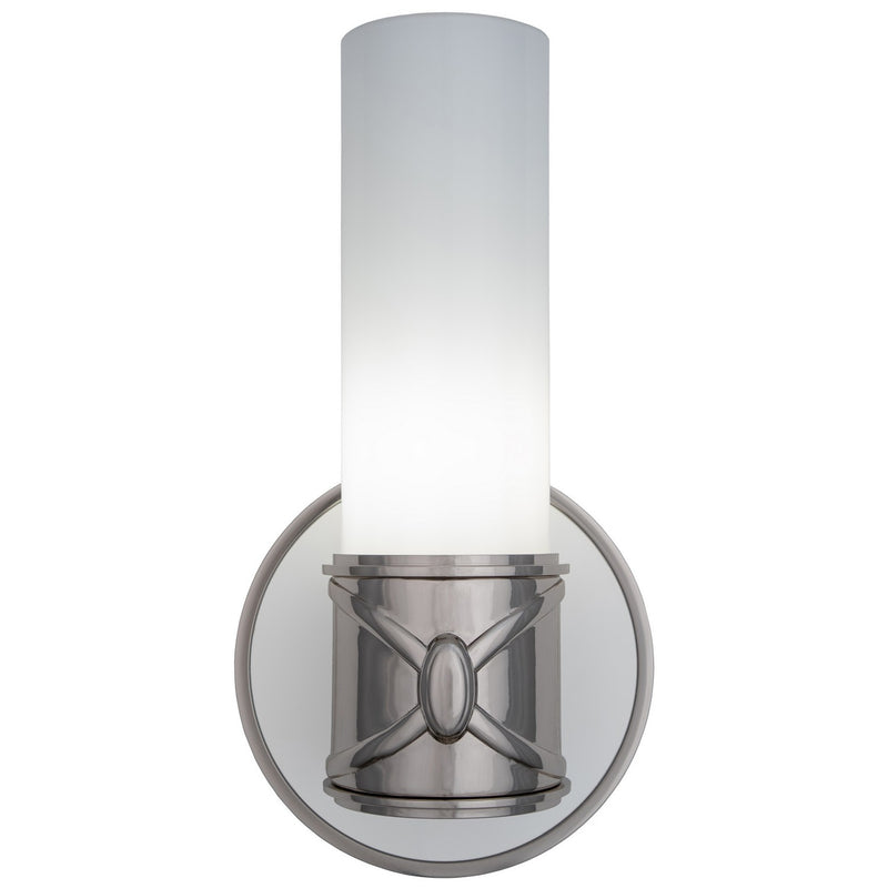Robert Abbey S1978 One Light Wall Sconce, Polished Nickel w/Polished Cased White Glass