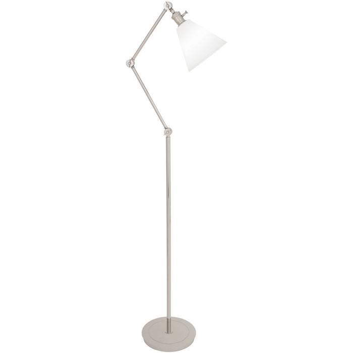 Robert Abbey S2422G One Light Floor Lamp, Polished Nickel/Cased White Glass w/Polished Exterior