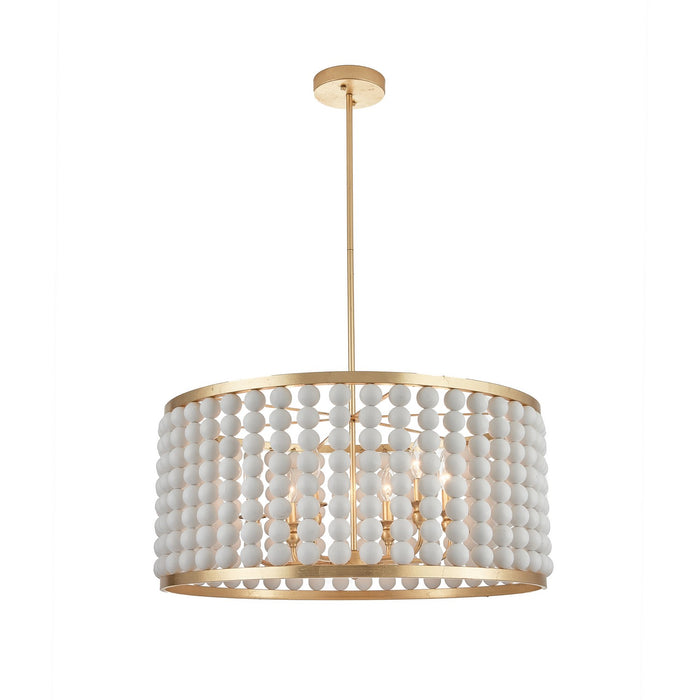 Terracotta Designs H25114-6 Six Light Chandelier, Gold Leaf, White