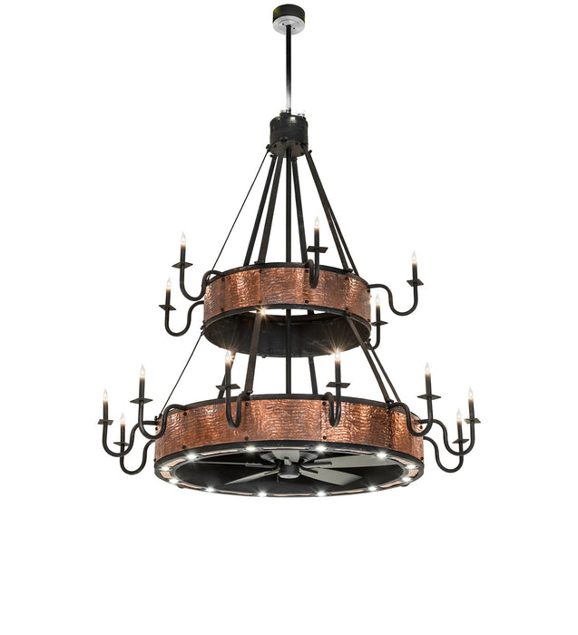 Meyda Tiffany 278902 30 Light Chandel-Air, Costello Black And Vintage Hammered Copper
