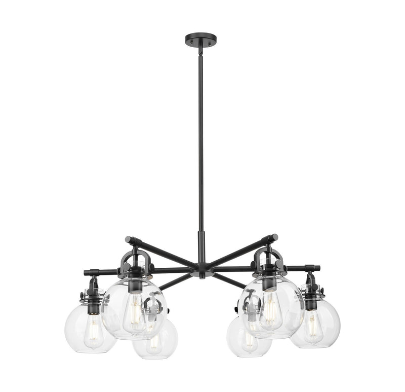 Innovations 410-6CR-BK-G410-7CL Six Light Chandelier, Matte Black