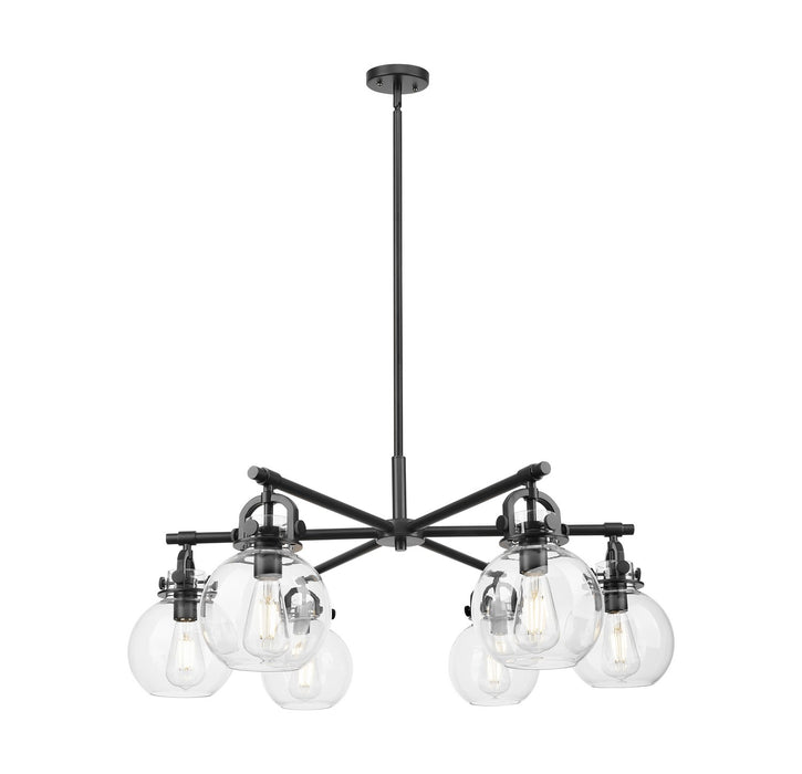 Innovations 410-6CR-BK-G410-7CL Six Light Chandelier, Matte Black