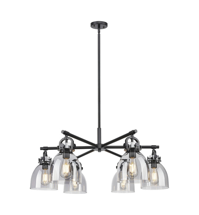 Innovations 410-6CR-BK-G412-7SM Six Light Chandelier, Matte Black