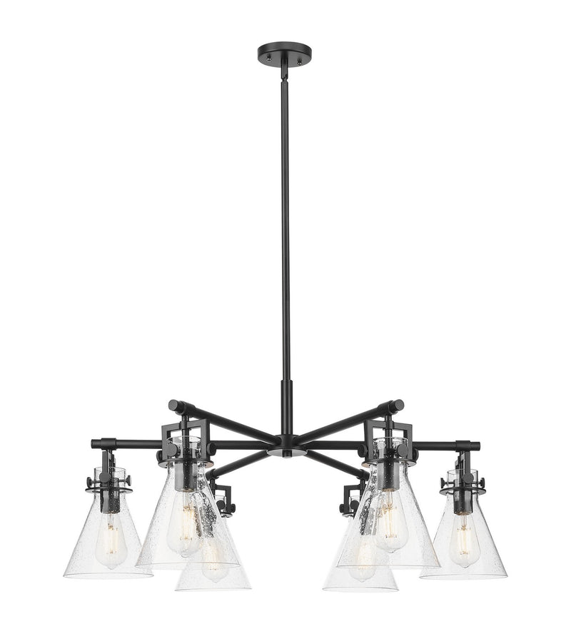 Innovations 411-6CR-BK-G411-7SDY Six Light Chandelier, Matte Black