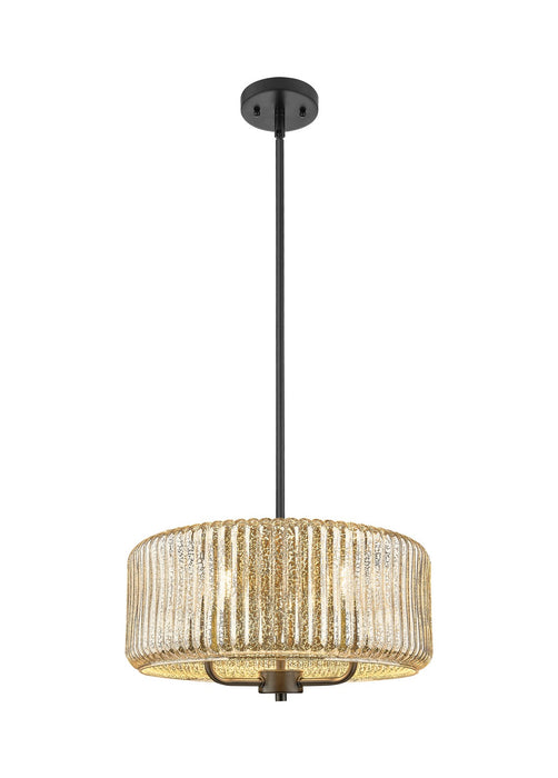 Innovations 436-3S-BK-G436-16ME Three Light Pendant, Matte Black