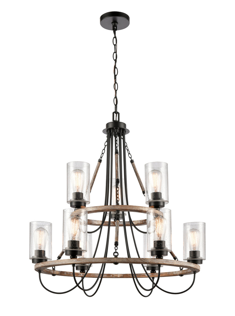Innovations 442-9CR-BK-SDY-LED Nine Light Chandelier, Matte Black