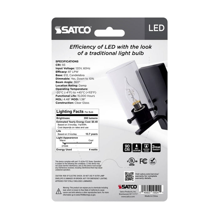 Satco S10524 Light Bulb, Clear