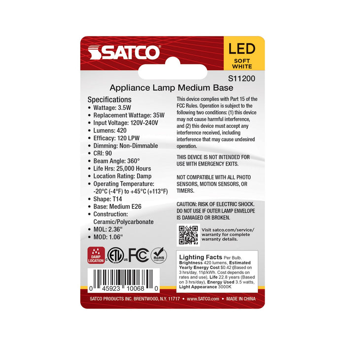 Satco S11200 Light Bulb, Clear