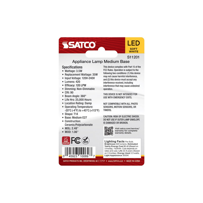 Satco S11201 Light Bulb, Clear