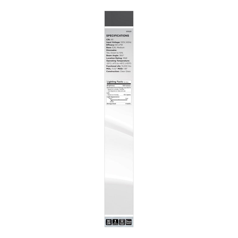 Satco S11523 Light Bulb, Clear