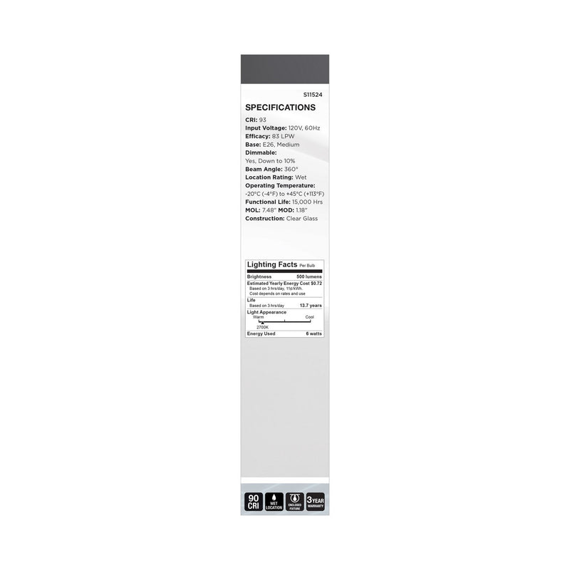 Satco S11524 Light Bulb, Clear