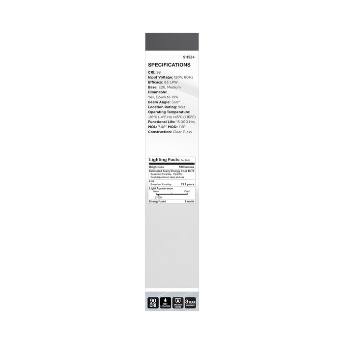 Satco S11524 Light Bulb, Clear