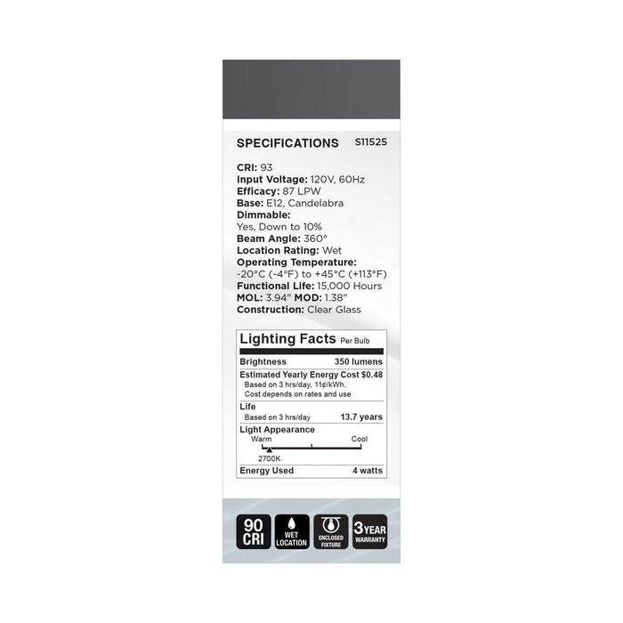 Satco S11525 Light Bulb, Clear