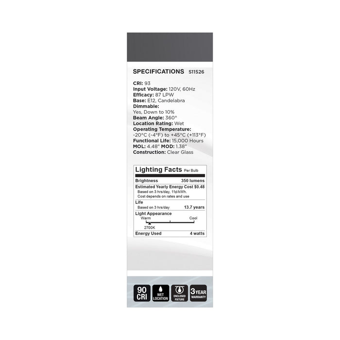 Satco S11526 Light Bulb, Clear