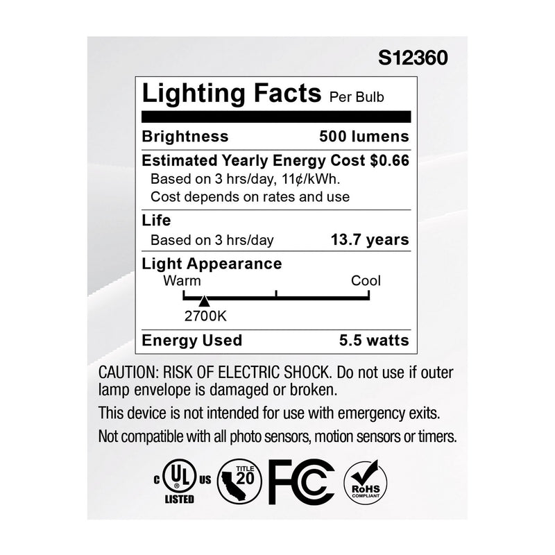 Satco S12360 Light Bulb, Clear