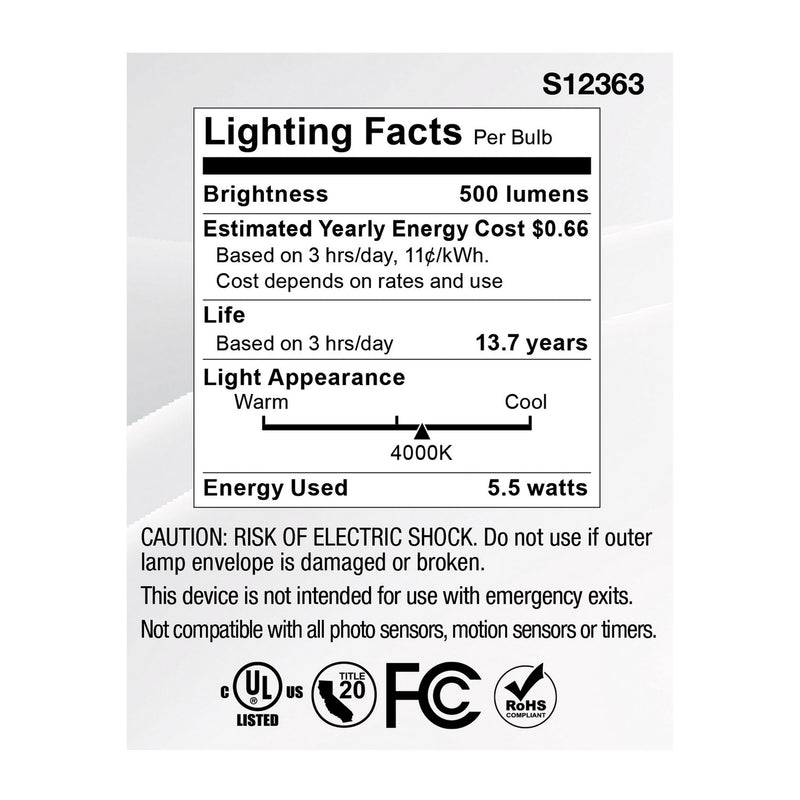 Satco S12363 Light Bulb, Clear