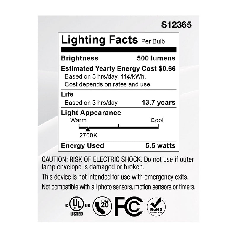 Satco S12365 Light Bulb, Clear