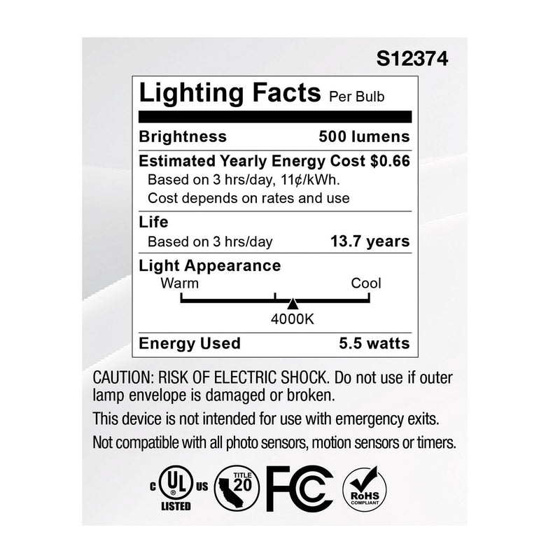 Satco S12374 Light Bulb, Clear