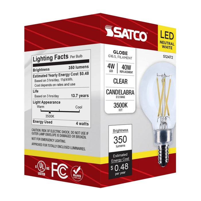 Satco S12472 Light Bulb, Clear