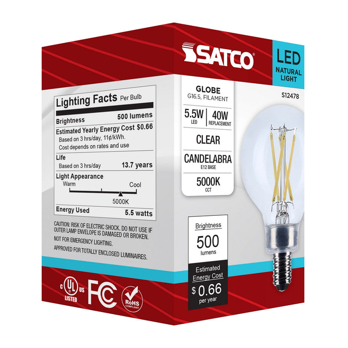 Satco S12478 Light Bulb, Clear