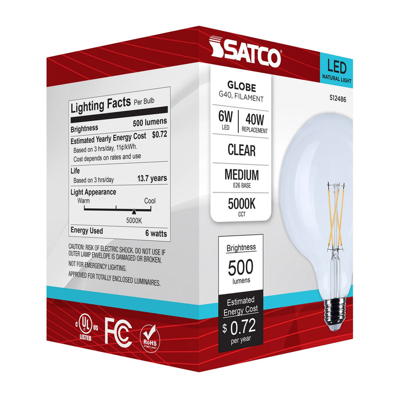 Satco S12486 Light Bulb, Clear