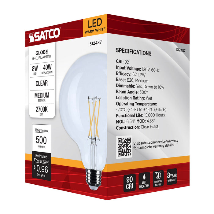 Satco S12487 Light Bulb, Clear
