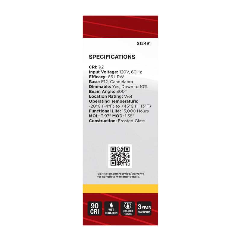 Satco S12491 Light Bulb, Frost