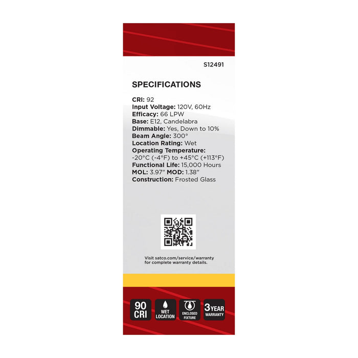 Satco S12491 Light Bulb, Frost
