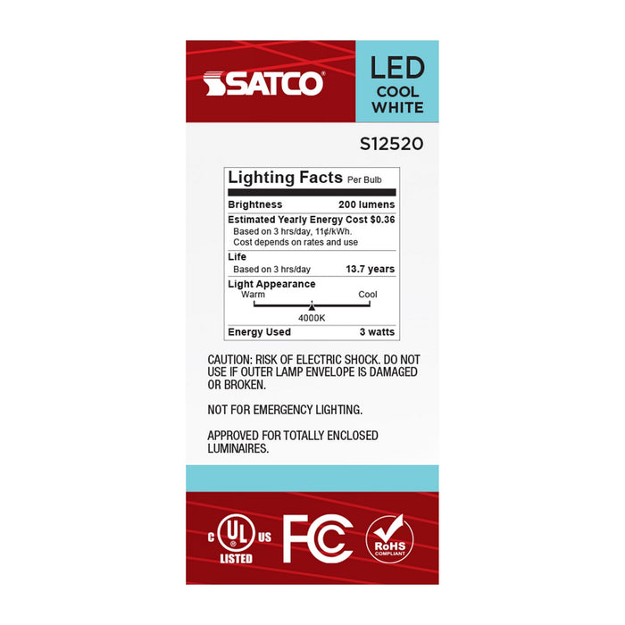 Satco S12520 Light Bulb, Clear