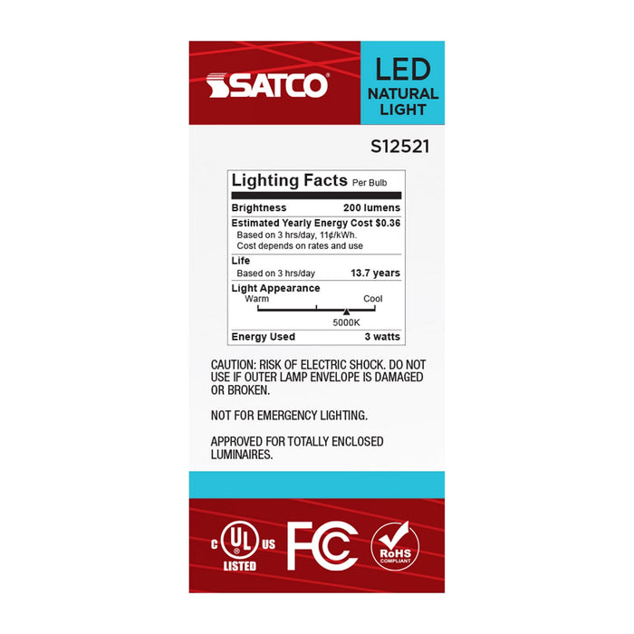 Satco S12521 Light Bulb, Clear