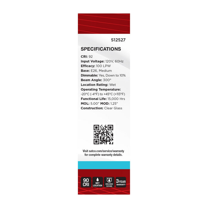 Satco S12527 Light Bulb, Clear