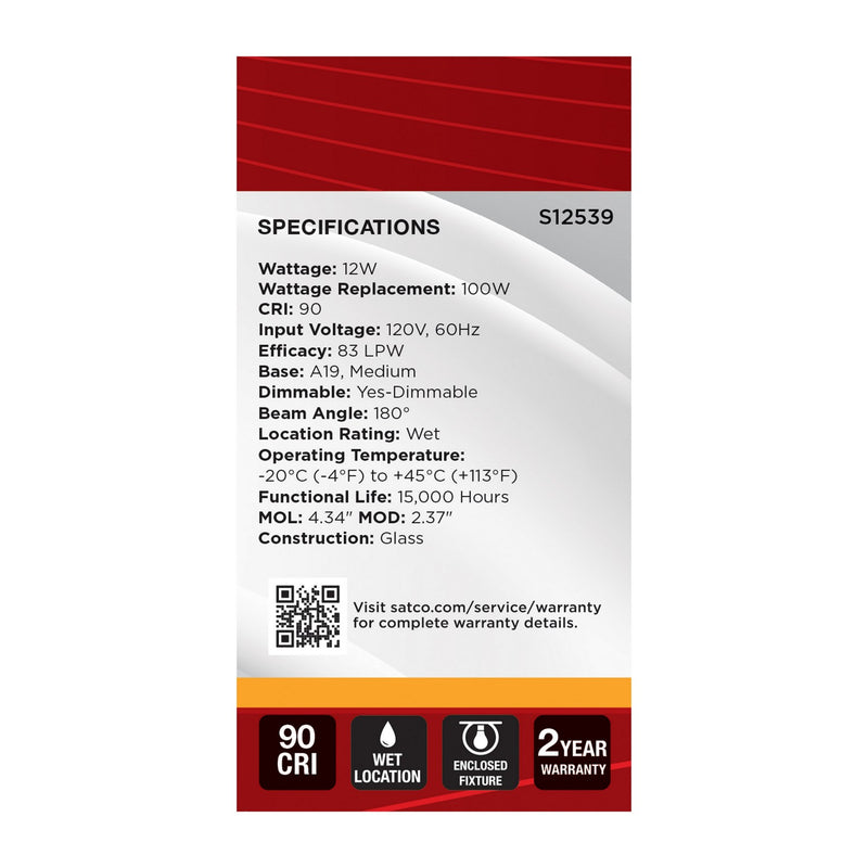 Satco S12539 Light Bulb, Silver