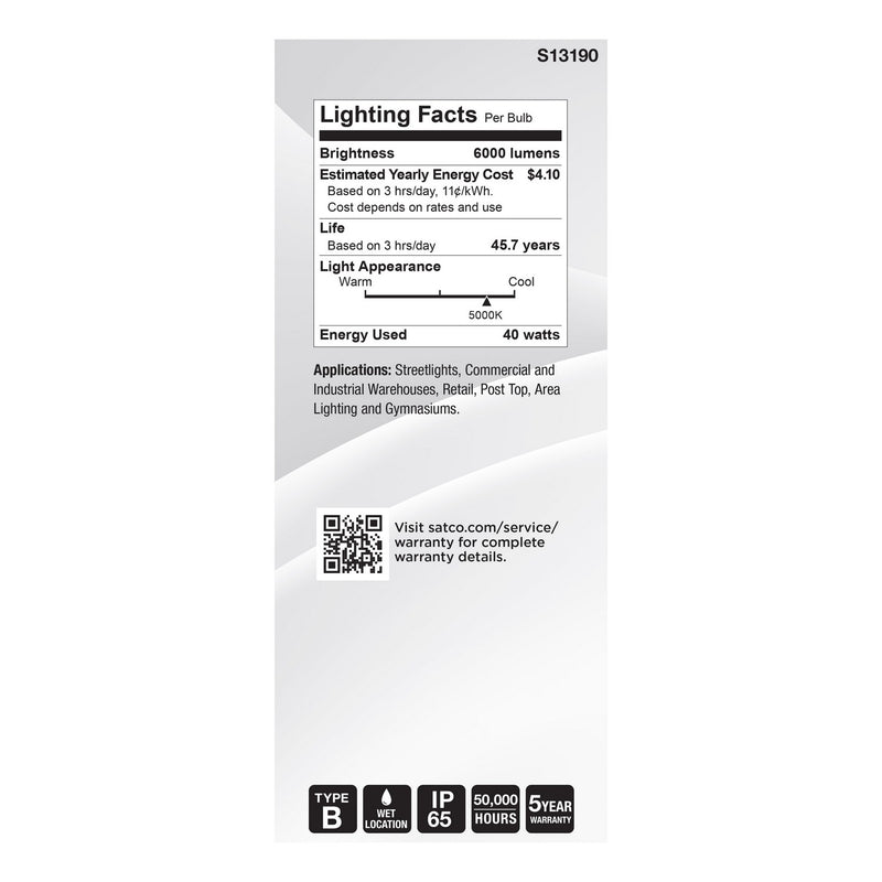 Satco S13190 Light Bulb, White