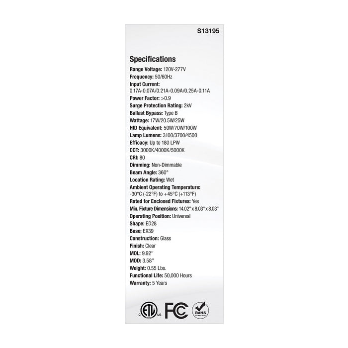 Satco S13195 Light Bulb, Clear